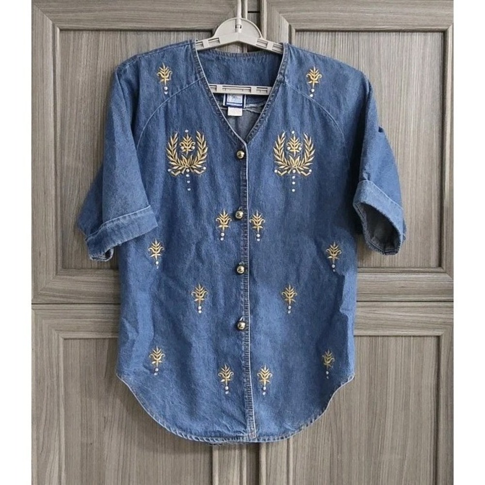 Vtg Bay Studios Petites Causal Wear Sz Large Shirt SS Cotton U S A